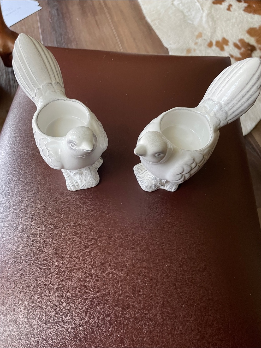 VTG White Bird Tealight Candle Holders